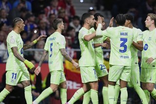 La joie des joueurs du Barça après le but décisif de Ferran Torres KEYSTONE/AP/Manu Fernandez